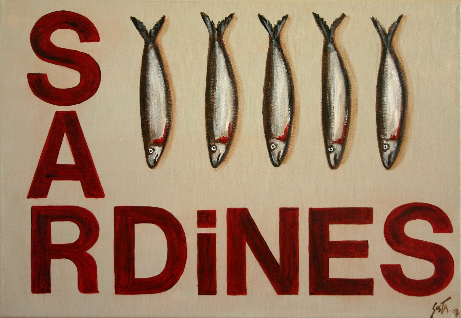 SARDINES : tableau de Sophie Costa, artiste peintre