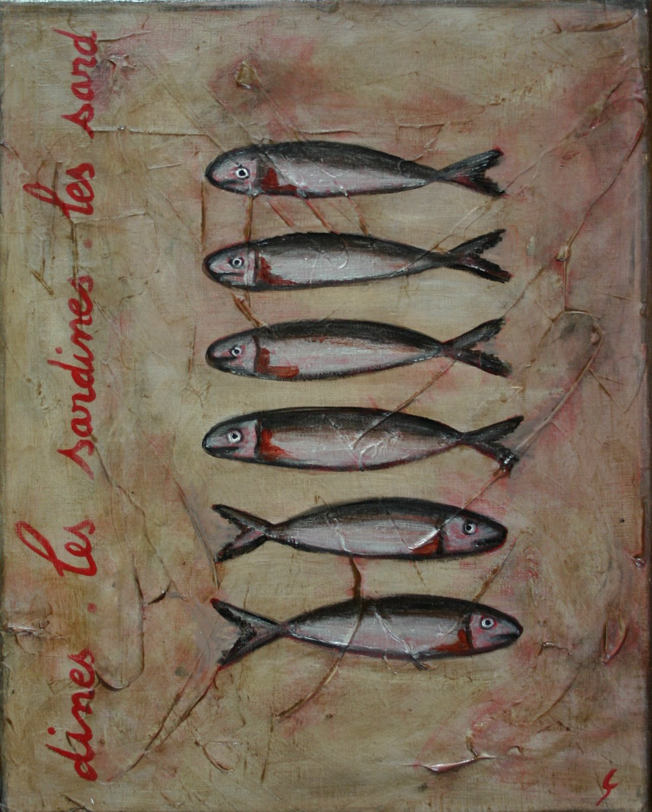 les sardines (1) : tableau de Sophie Costa, artiste peintre