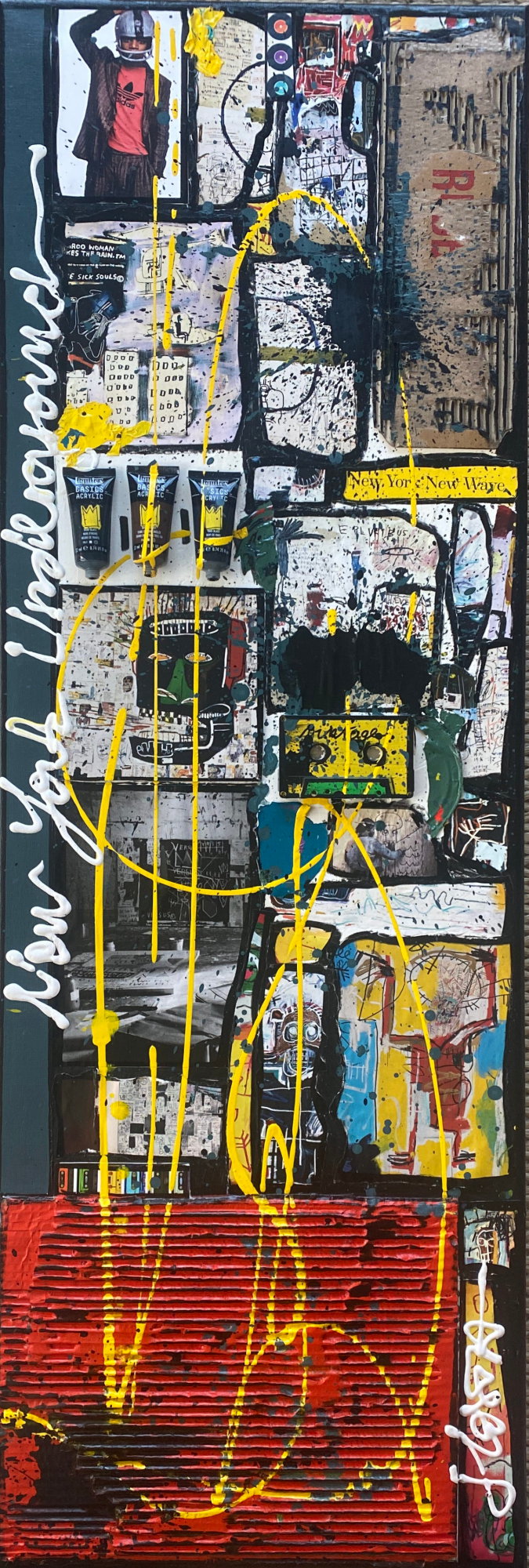 Basquiat, the KING ! : tableau de Sophie Costa, artiste peintre basquiat, collage, multicolore Tableau Contemporain, Basquiat, the KING !. Sophie Costa, artiste peintre.