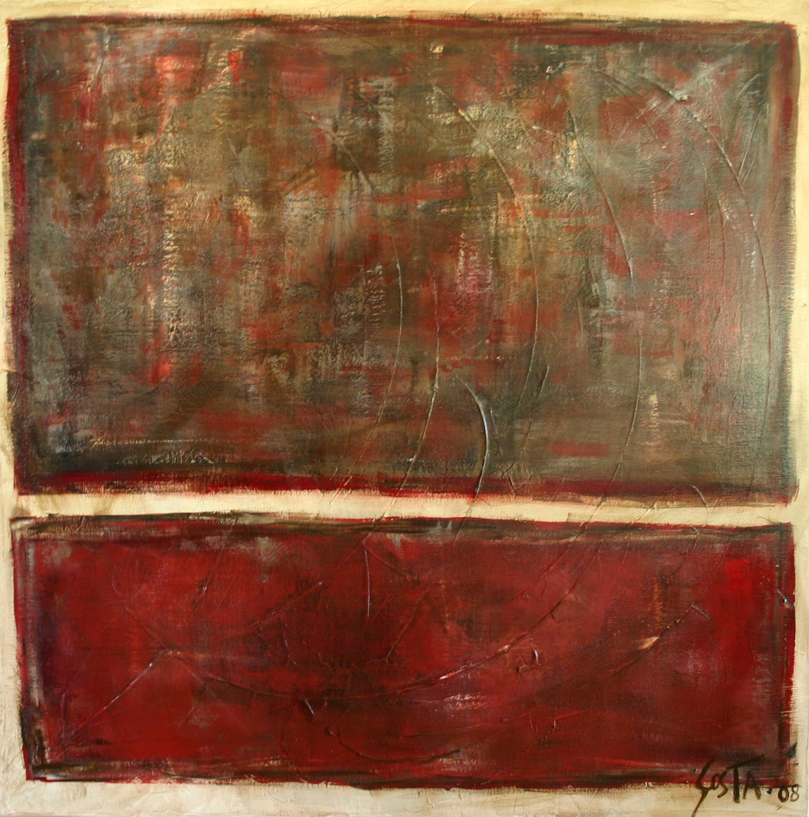 Rouge 02 : tableau de Sophie Costa, artiste peintre