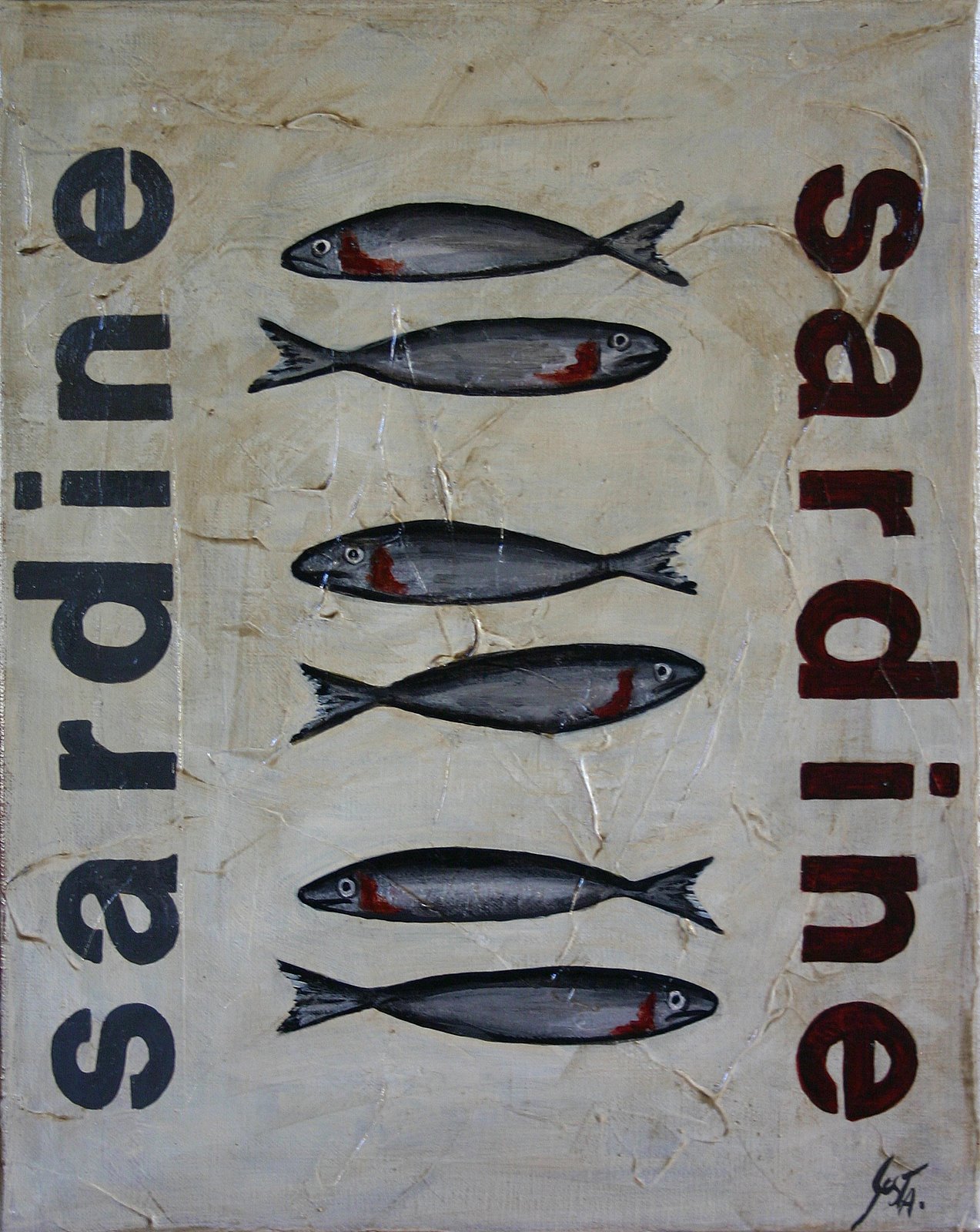 Sardines : tableau de Sophie Costa, artiste peintre
