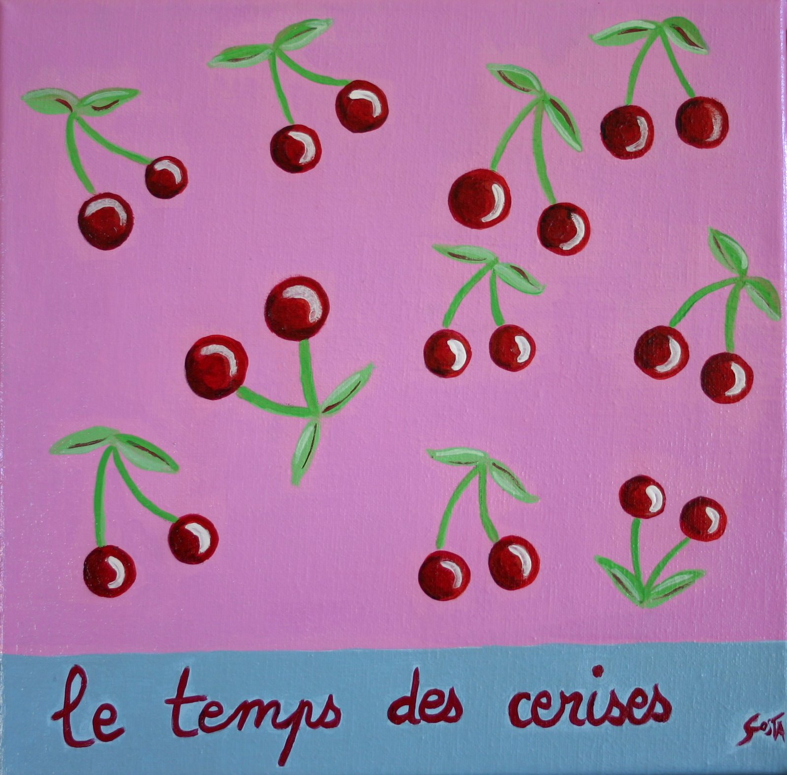 Le temps des cerises : tableau de Sophie Costa, artiste peintre