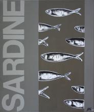 Tableau SARDINE monochrome : Artiste peintre Sophie Costa