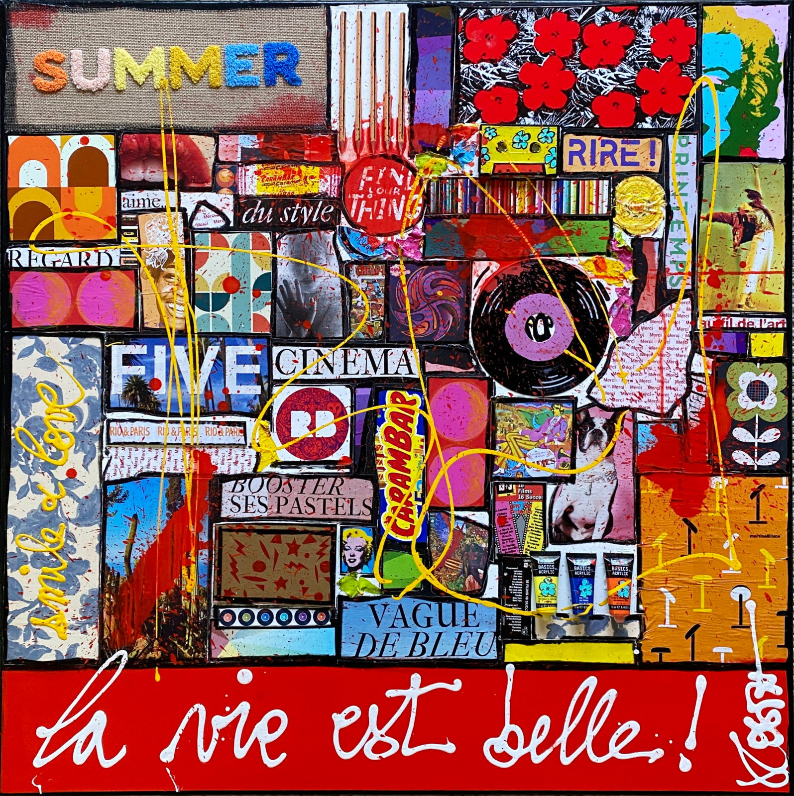 collage, la vie est belle, multicolore Tableau Contemporain, La vie est  belle !. Sophie Costa, artiste peintre.