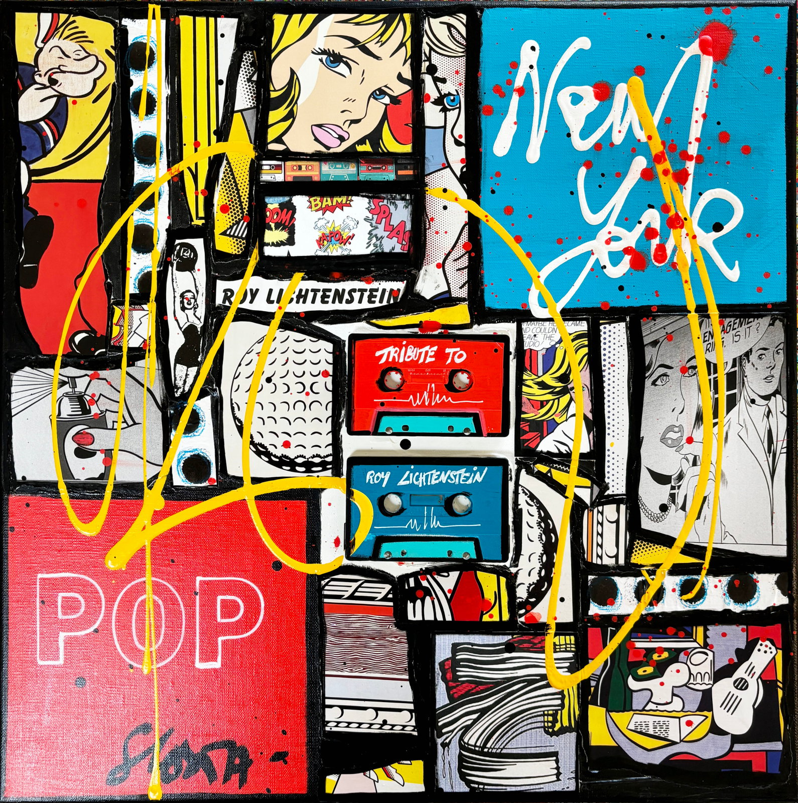 POP NY ( tribute to R. Lichtenstein) : tableau de Sophie Costa, artiste peintre