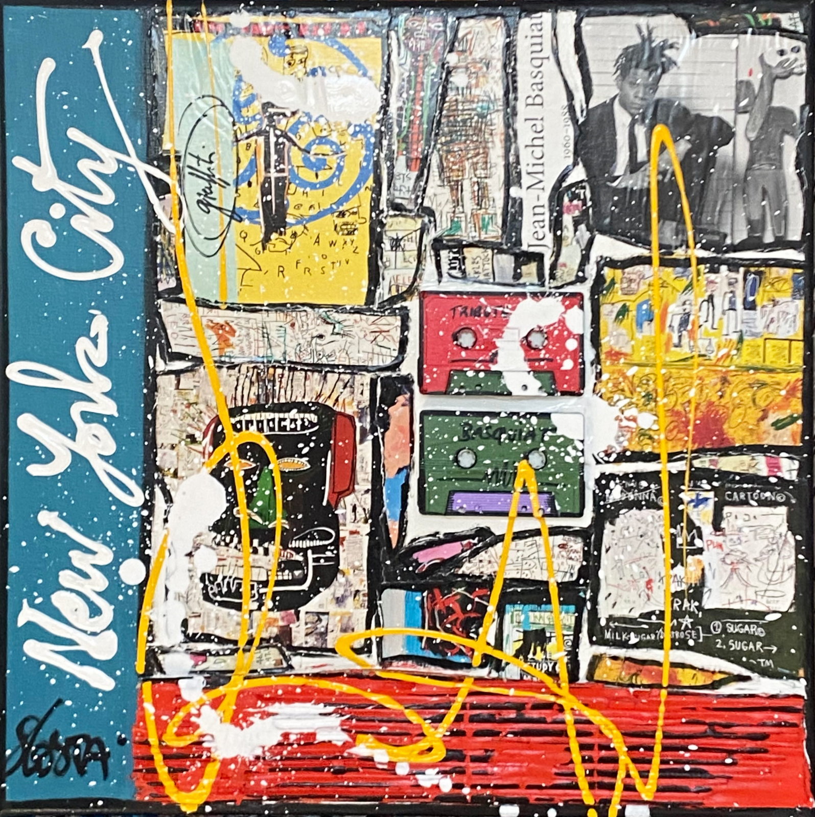 collage, nyc, basquiat Tableau Contemporain, Basquiat, NYC. Sophie Costa, artiste peintre.