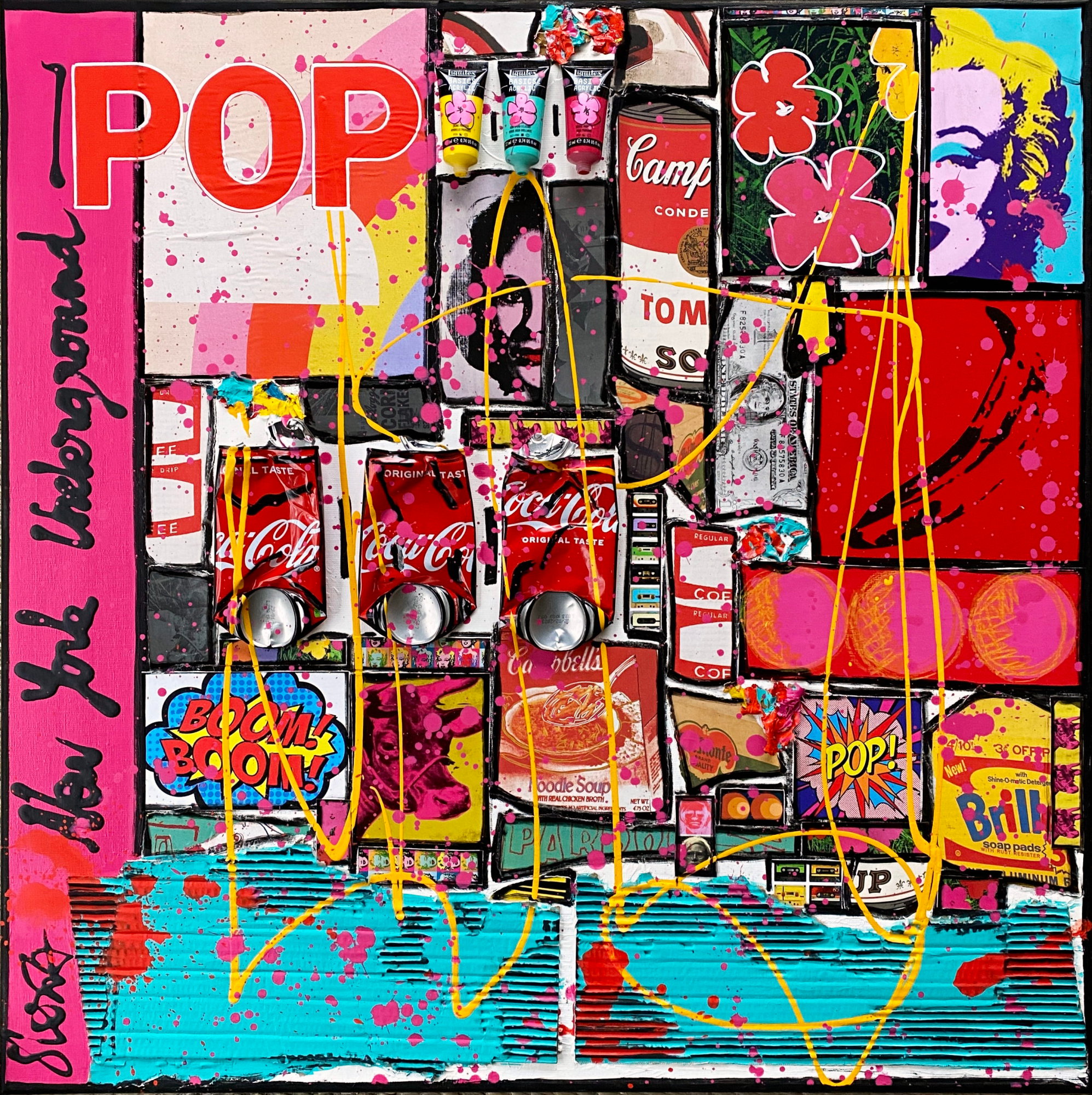 pop art, collage, multicolore Tableau Contemporain, POP. Sophie Costa, artiste peintre.