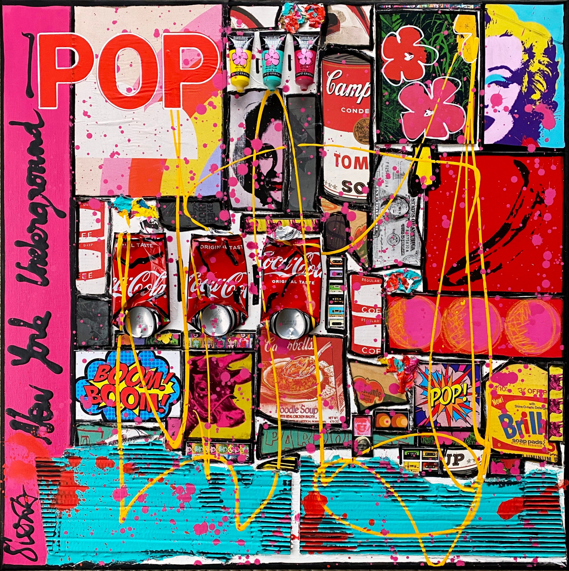 POP : tableau de Sophie Costa, artiste peintre pop art, collage, multicolore Tableau Contemporain, POP. Sophie Costa, artiste peintre.