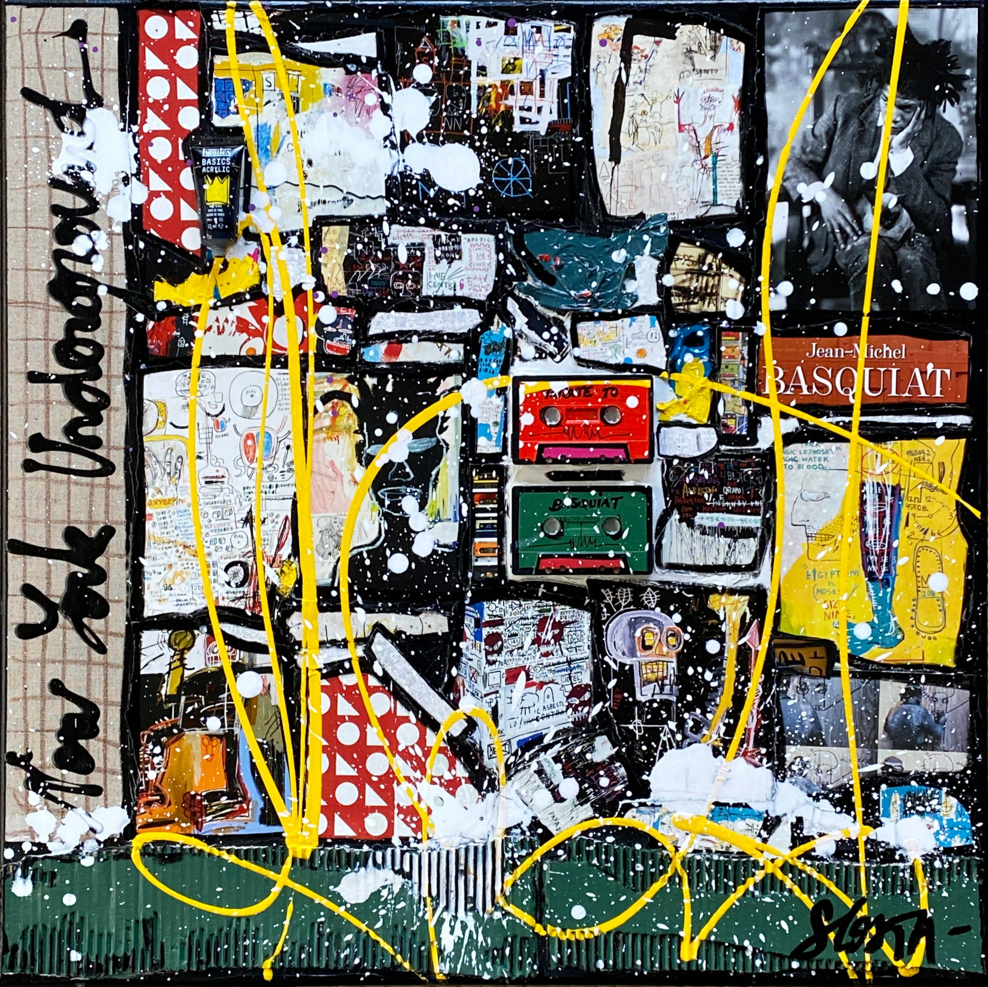 basquiat, collage Tableau Contemporain, Basquiat, the one !. Sophie Costa, artiste peintre.