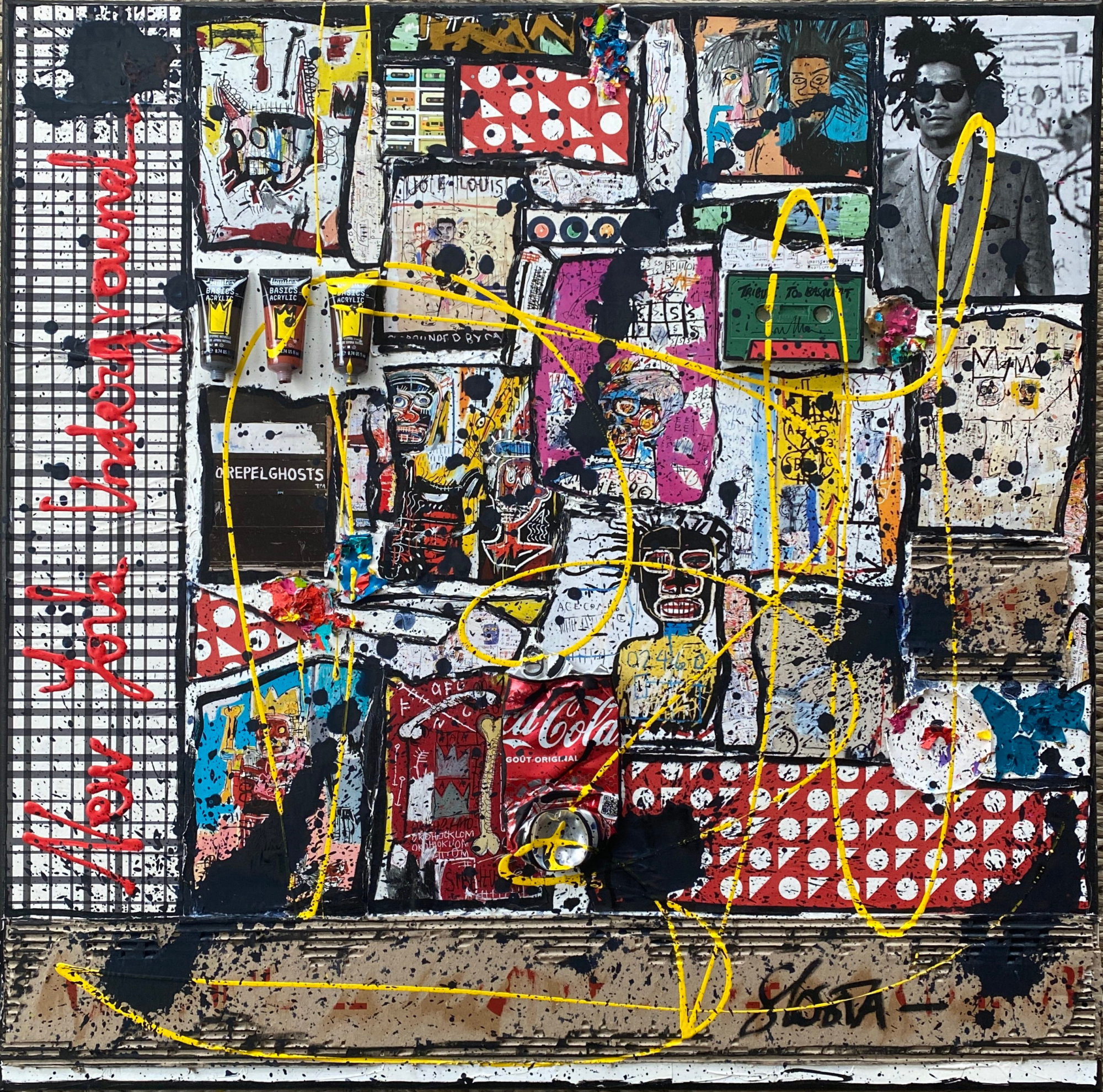Basquiat forever : tableau de Sophie Costa, artiste peintre basquiat, collage Tableau Contemporain, Basquiat forever. Sophie Costa, artiste peintre.