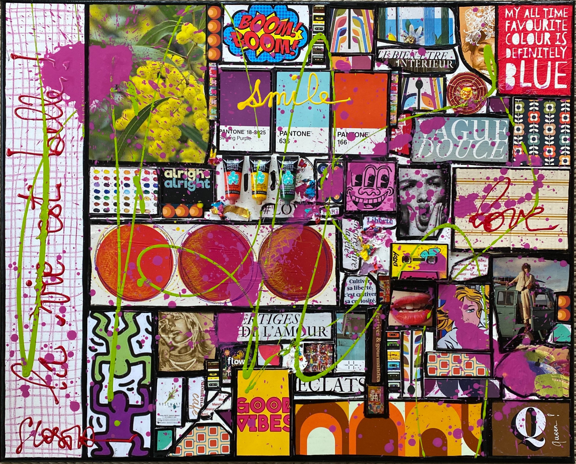 La vie est belle! : tableau de Sophie Costa, artiste peintre collage, la vie est belle, multicolore Tableau Contemporain, La vie est belle!. Sophie Costa, artiste peintre.