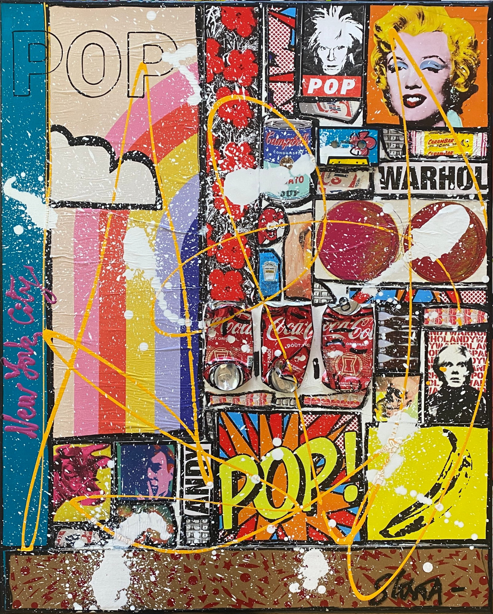 POP : tableau de Sophie Costa, artiste peintre pop art, collage, multicolore Tableau Contemporain, POP. Sophie Costa, artiste peintre.