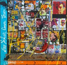 Tableau Conversations entre Basquiat et Warhol : Artiste peintre Sophie Costa