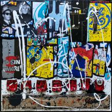 Tableau Conversations entre Basquiat et Warhol : Artiste peintre Sophie Costa