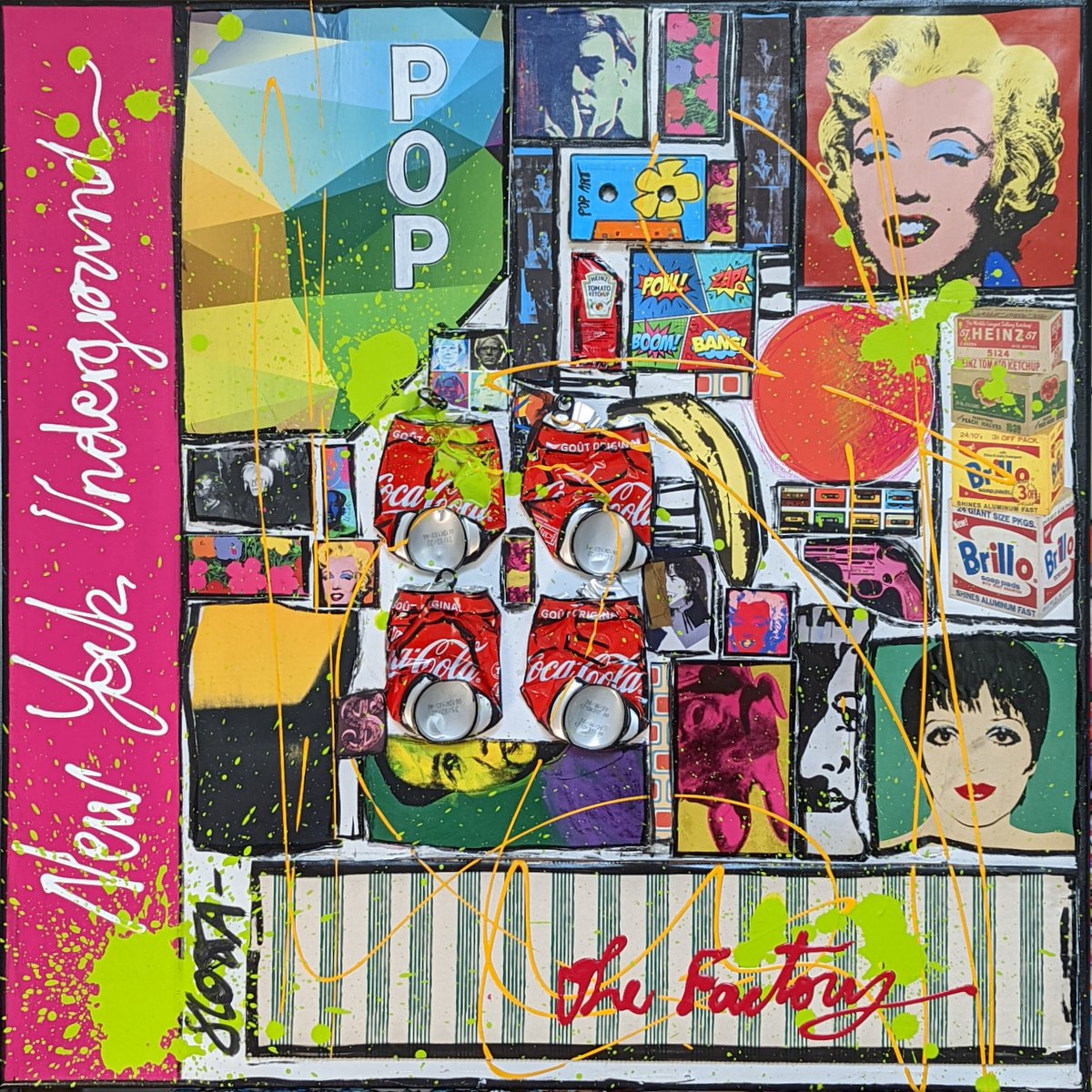 The Factory : tableau de Sophie Costa, artiste peintre pop art, warhol, multicolore Tableau Contemporain, The Factory. Sophie Costa, artiste peintre.