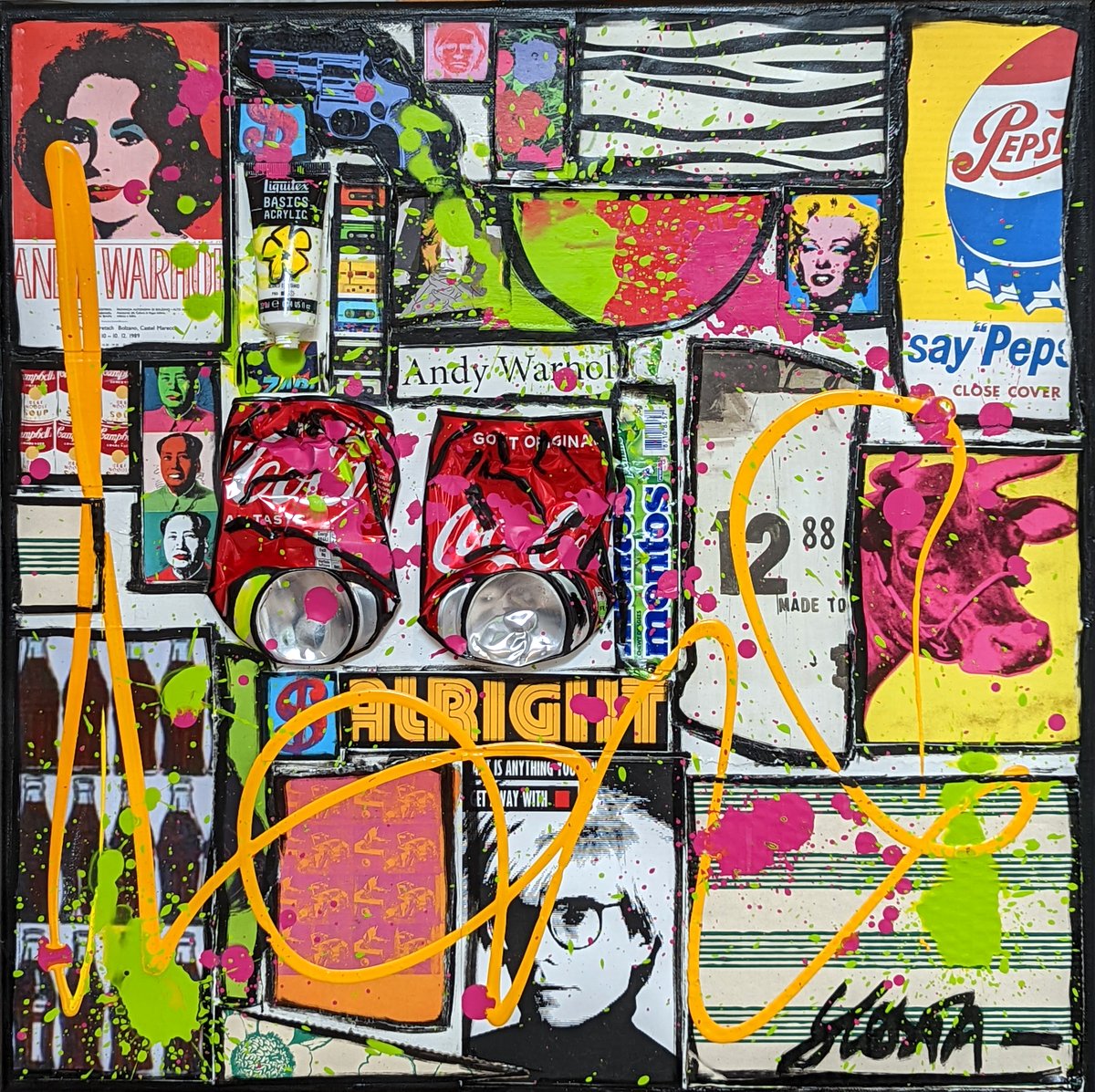 POP ALRIGHT : tableau de Sophie Costa, artiste peintre collage, multicolore, pop art Tableau Contemporain, POP ALRIGHT. Sophie Costa, artiste peintre.