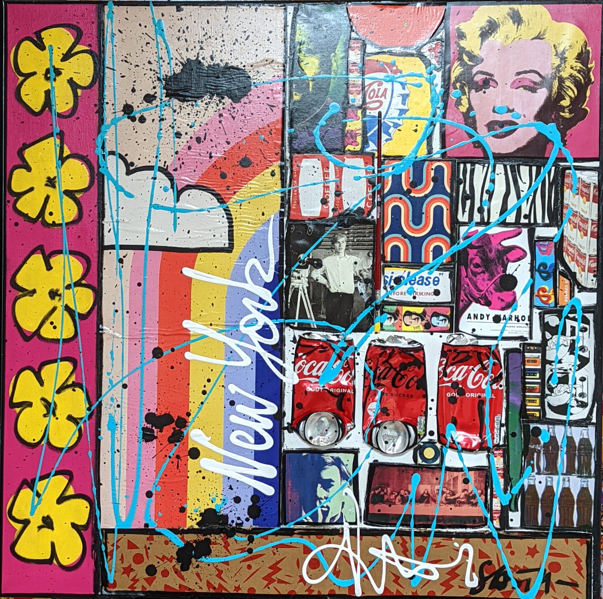 POP NY : tableau de Sophie Costa, artiste peintre collage, pop art, new york Tableau Contemporain, POP NY. Sophie Costa, artiste peintre.