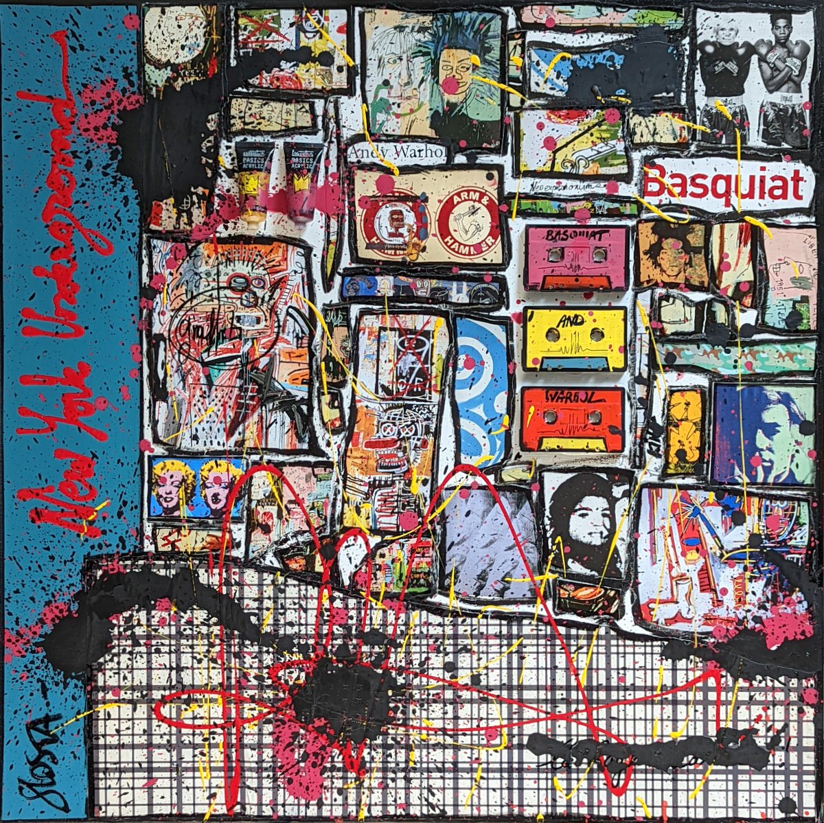 BASQUIAT vs WARHOL : tableau de Sophie Costa, artiste peintre collage, basquiat, ny Tableau Contemporain, BASQUIAT vs WARHOL. Sophie Costa, artiste peintre.