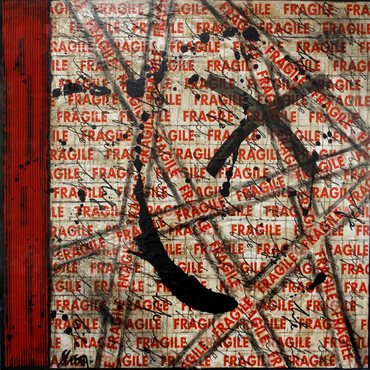 fragile, collage Tableau Contemporain, FRAGILE LIFE. Sophie Costa, artiste peintre.