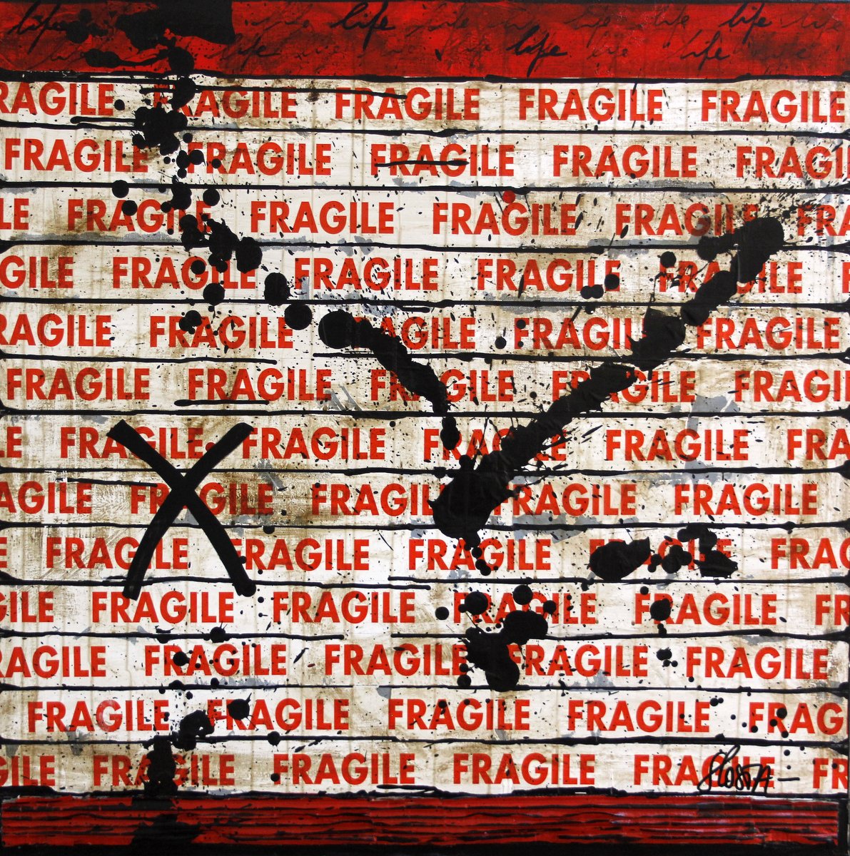 collage, fragile, scotch Tableau Contemporain, Fragile life # 2. Sophie Costa, artiste peintre.