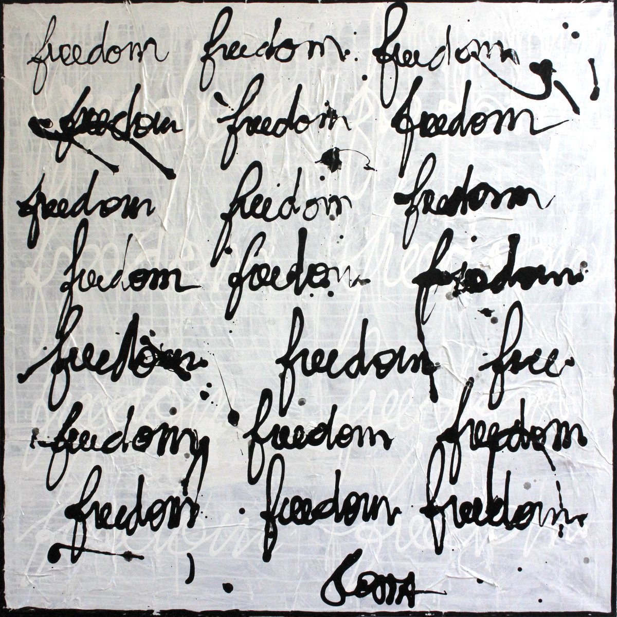 freedom, collage, écriture Tableau Contemporain, FREEDOM # 2. Sophie Costa, artiste peintre.