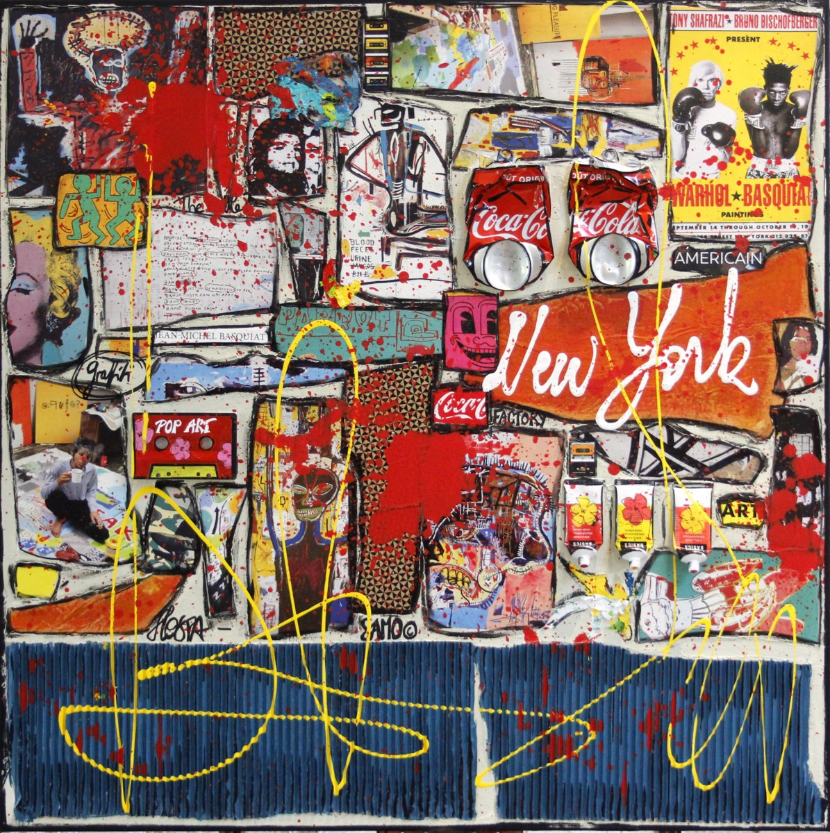 collage, pop art, basquait, warhol Tableau Contemporain, Warhol versus Basquiat # 2. Sophie Costa, artiste peintre.
