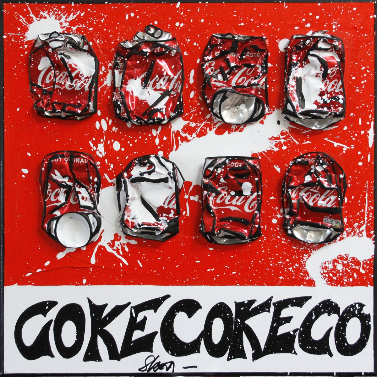 collage, coca cola Tableau Contemporain, COKE COKE. Sophie Costa, artiste peintre.
