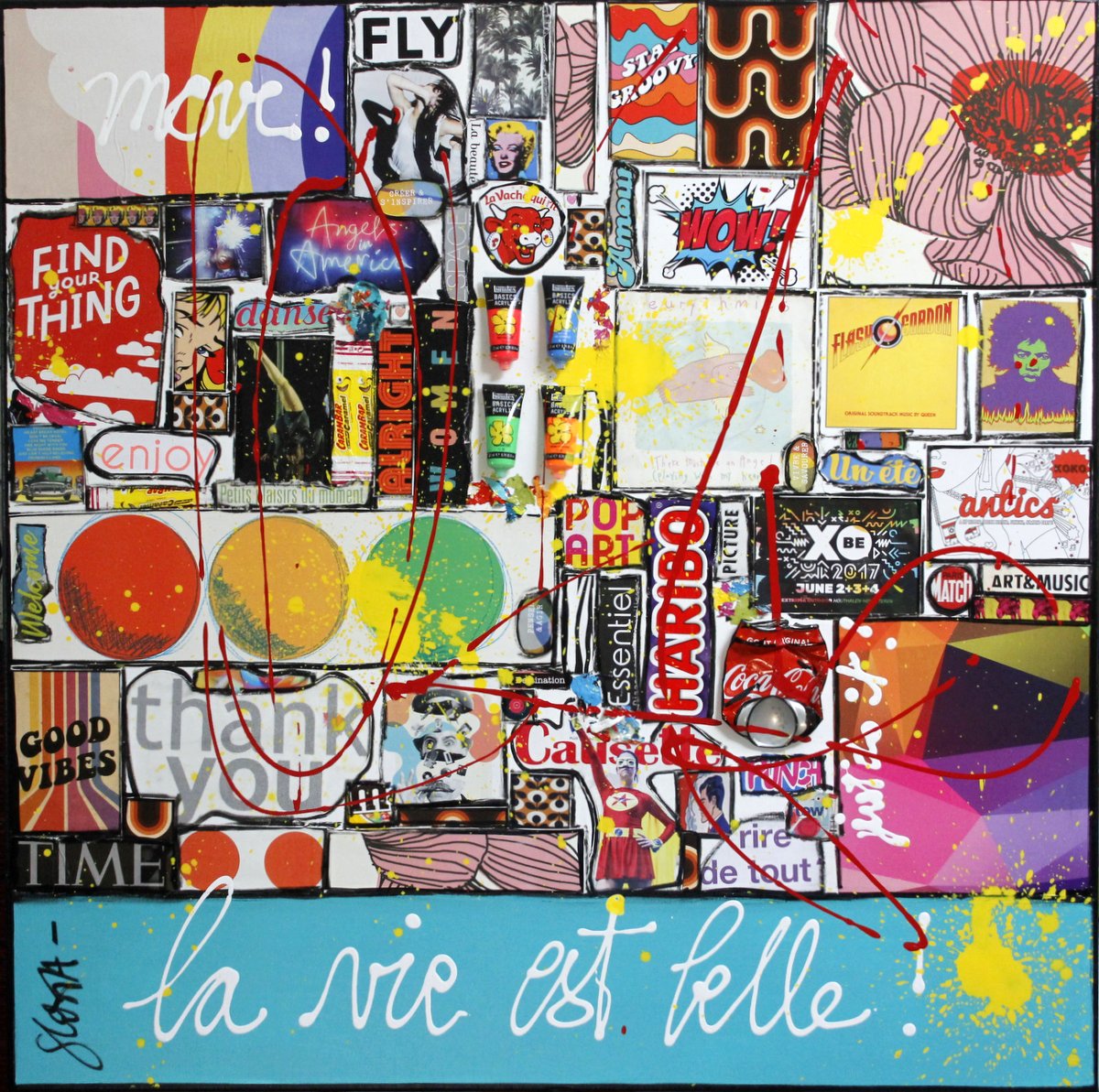 La vie est belle # 3 : tableau de Sophie Costa, artiste peintre