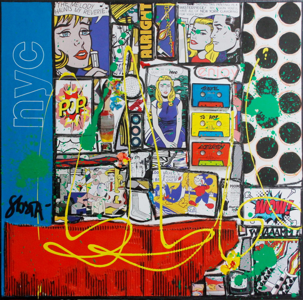 BRAD, tribute to R. Lichtenstein : tableau de Sophie Costa, artiste peintre Tableau Contemporain, BRAD, tribute to R. Lichtenstein. Sophie Costa, artiste peintre.