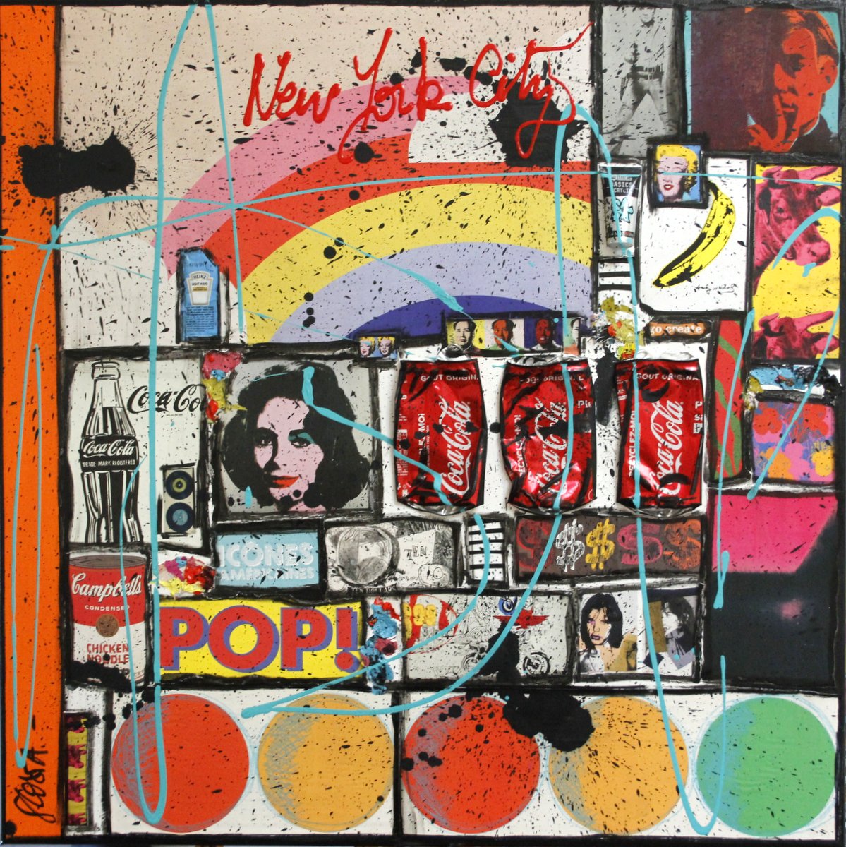 collage, pop art, warhol Tableau Contemporain, POP !. Sophie Costa, artiste peintre.