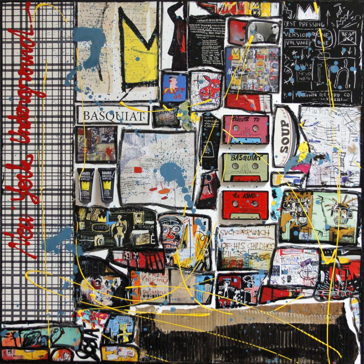 collage, basquiat Tableau Contemporain, Basquiat, the king # 2. Sophie Costa, artiste peintre.