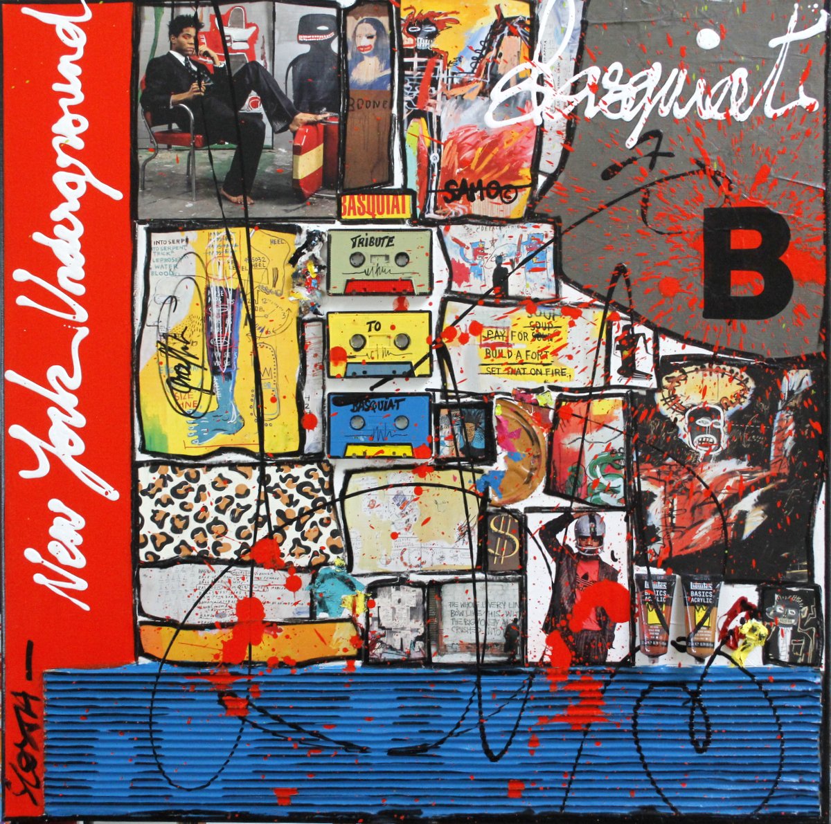 basquiat, collage  Tableau Contemporain, B comme BASQUIAT. Sophie Costa, artiste peintre.